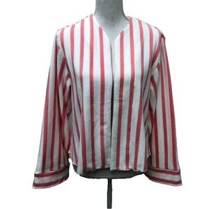 Kule Lily Eve Microfiber Towel Cardigan Womens Medium Cropped Pink Stripe Resort